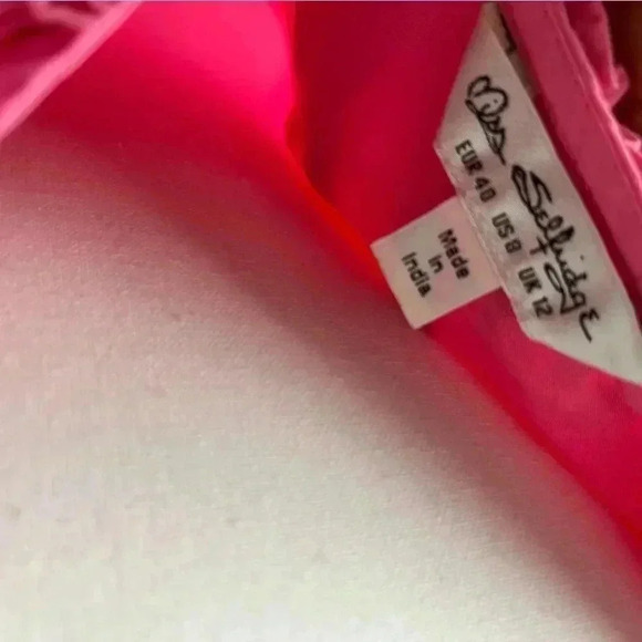 [L]Miss Selfridge Ruffled V  Neck A Shape Mid Sleeve Tiered Cotton Mini Dress - Picture 6 of 10